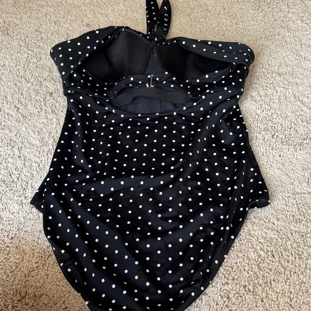 Swimsuits for All Women's One Piece Swimsuit Size 14 Polka Dot Black White EUC